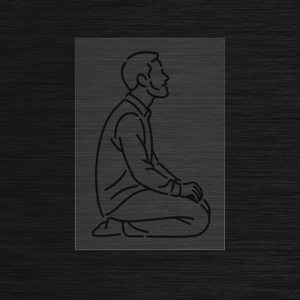 Minimalist Contemplative Man Line Art Stencil