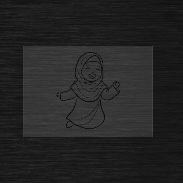 Joyful little girl stencil