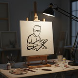 Boy Reading Quran Line Art Stencil