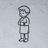 Boy in the qiyam standing position during prayer stencil