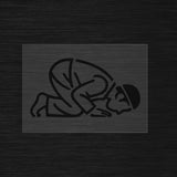 Pochoir un homme en position sujood style line art