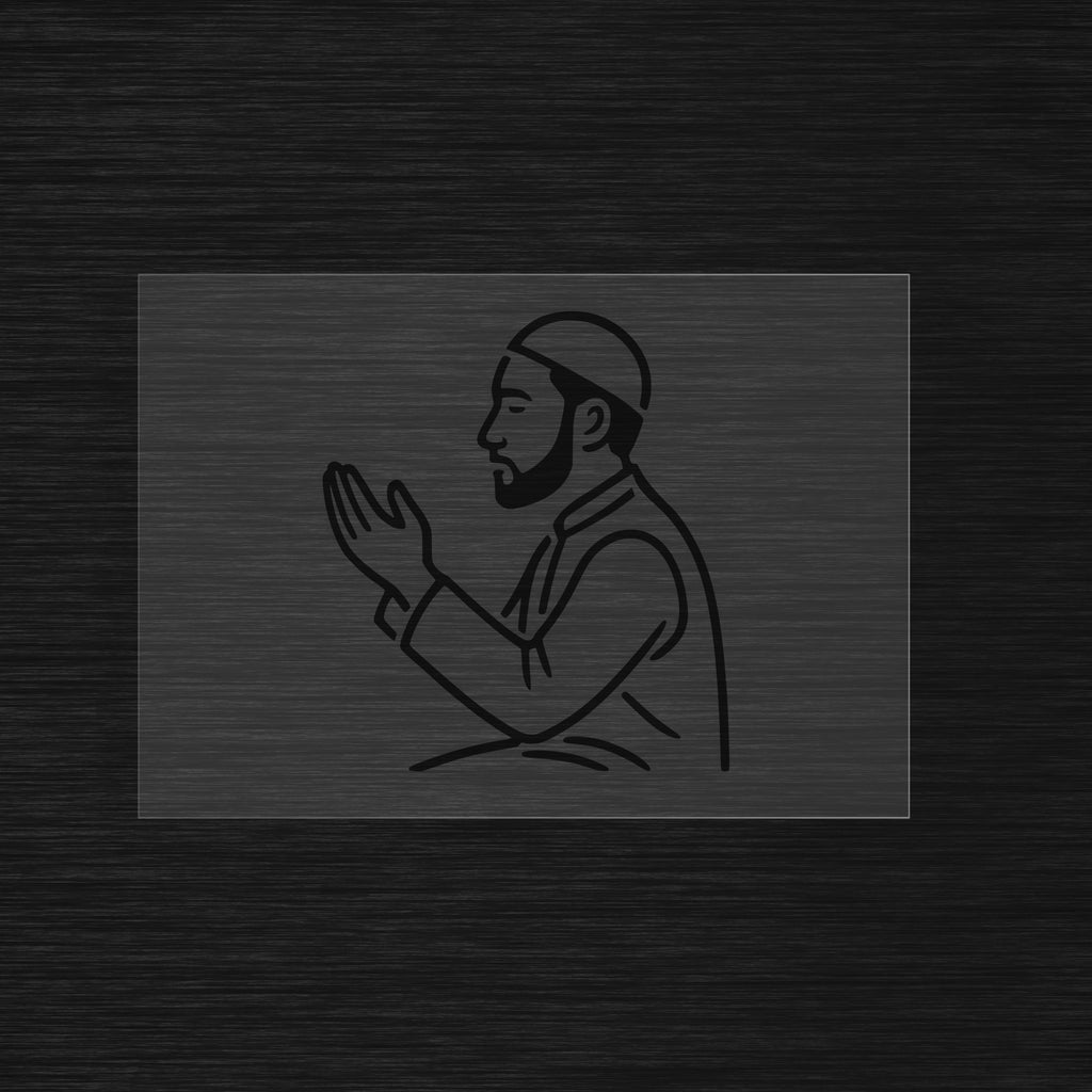 Muslim man in the heartfelt moment of duaa stencil
