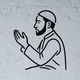 Muslim man in the heartfelt moment of duaa stencil