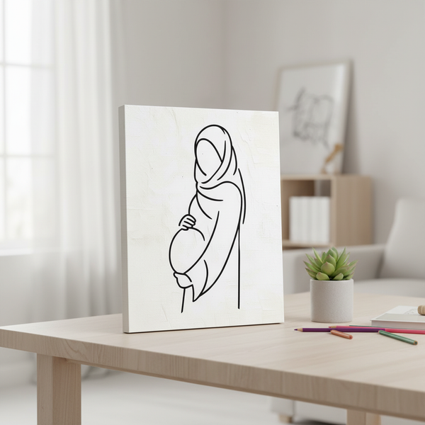 Minimalist Pregnant Woman Line Art Stencil