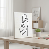 Minimalist Pregnant Woman Line Art Stencil