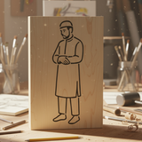 Pochoir un homme en position qiyam style line art