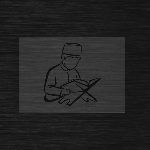 Boy Reading Quran Line Art Stencil