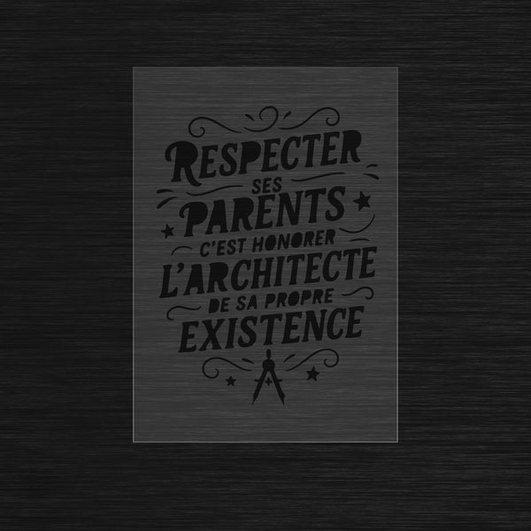 Respecter ses parents Pochoir moderne typographie