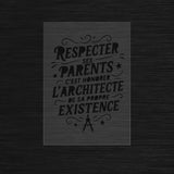 Respecter ses parents Pochoir moderne typographie