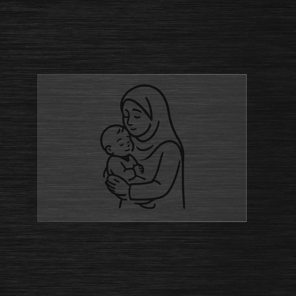 Mother holding her baby stencil line art