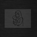 Mother holding her baby stencil line art