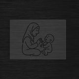 Lady playing joyfully with her baby stencil