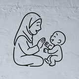 Lady playing joyfully with her baby stencil