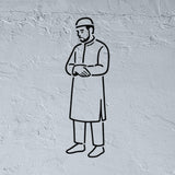 Pochoir un homme en position qiyam style line art