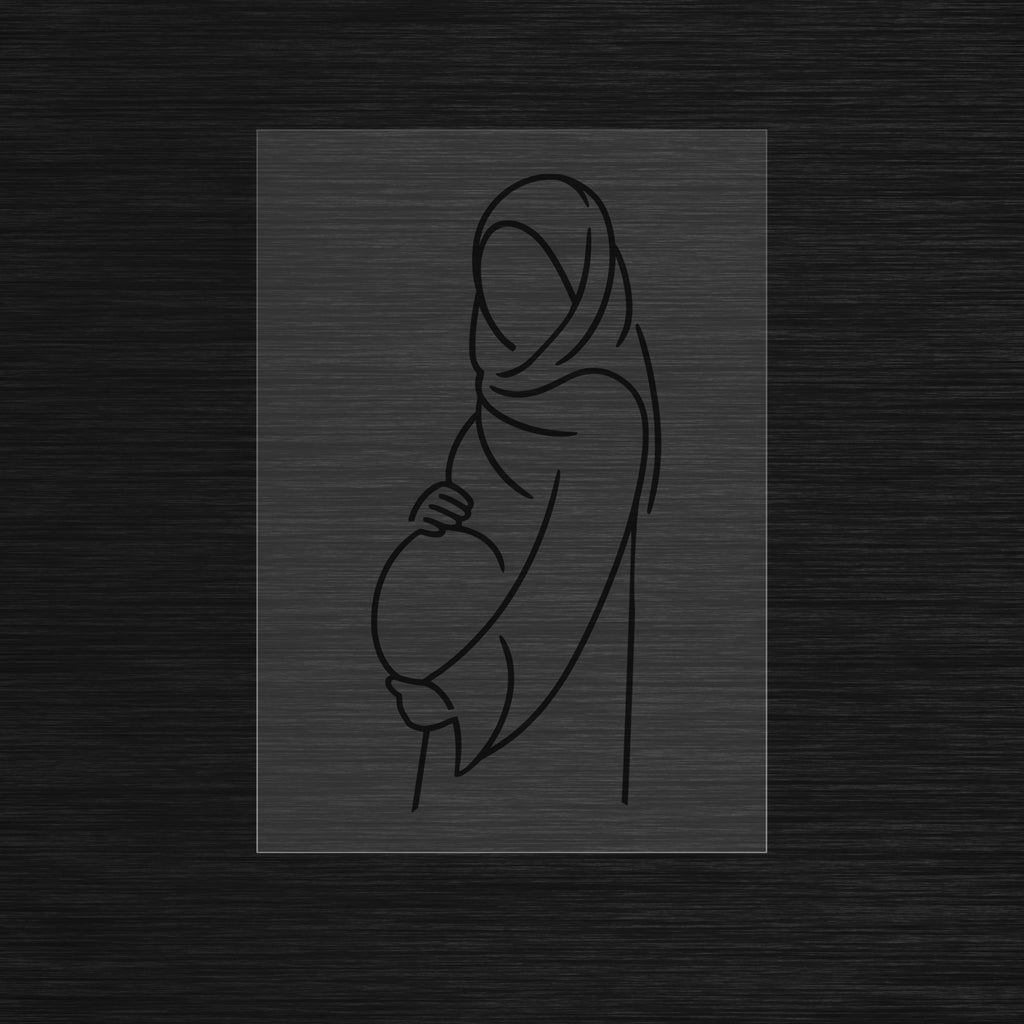 Minimalist Pregnant Woman Line Art Stencil
