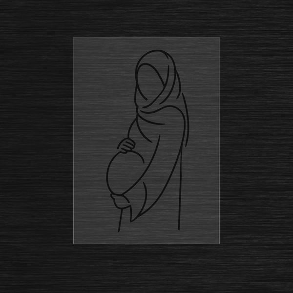 Minimalist Pregnant Woman Line Art Stencil