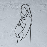 Minimalist Pregnant Woman Line Art Stencil