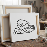 Pochoir un homme en position sujood style line art