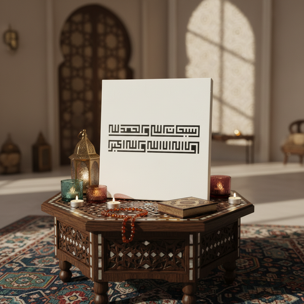 Pochoir Subhanallah walhamdulillah wala ilaha illallah wallahu akbar en Square Kufic