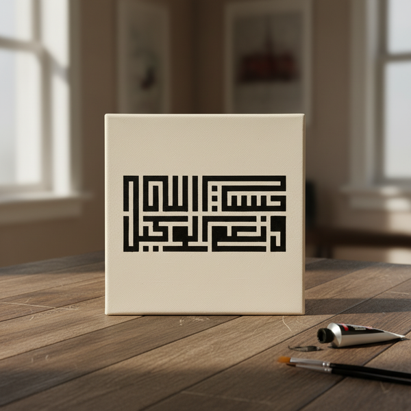 Pochoir Hasbi Allah wa ni'ma al-wakil en Square Kufic