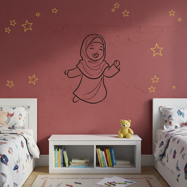 Joyful little girl stencil