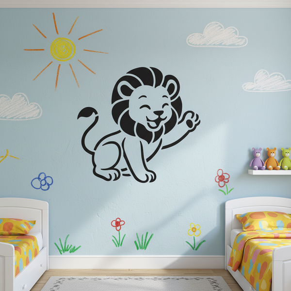 Lion stencil designed in a charming kids style