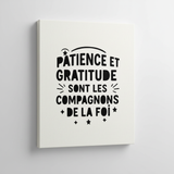 La patience, la gratitude et la foi Pochoir style calligraphie moderne