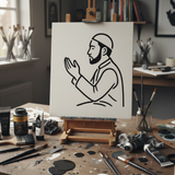 Muslim man in the heartfelt moment of duaa stencil