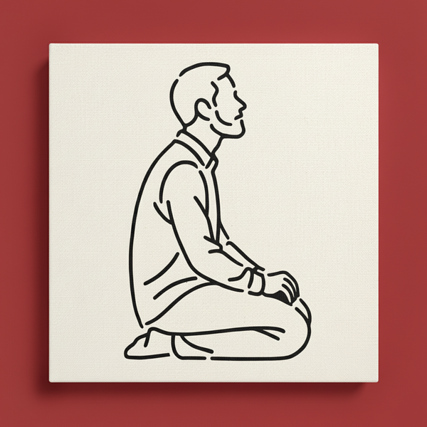 Minimalist Contemplative Man Line Art Stencil