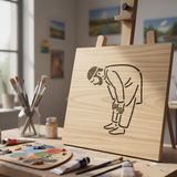 Pochoir un homme en position de ruku style line art