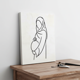 Minimalist Pregnant Woman Line Art Stencil