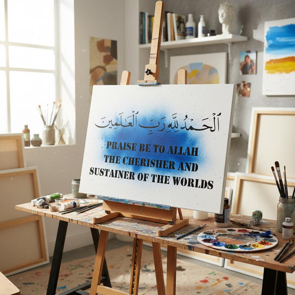 Al-Hamdu Lillahi Rabbil-Alamin Pochoir avec options de traduction